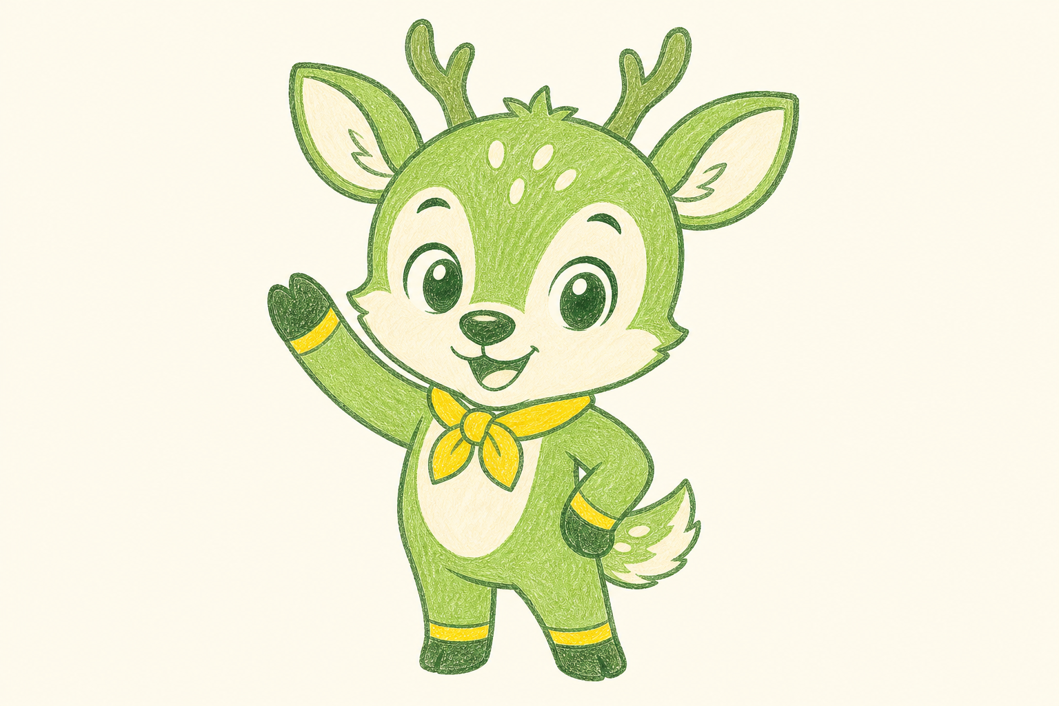 代表 AI 智能体的可爱小鹿 mascot 插画